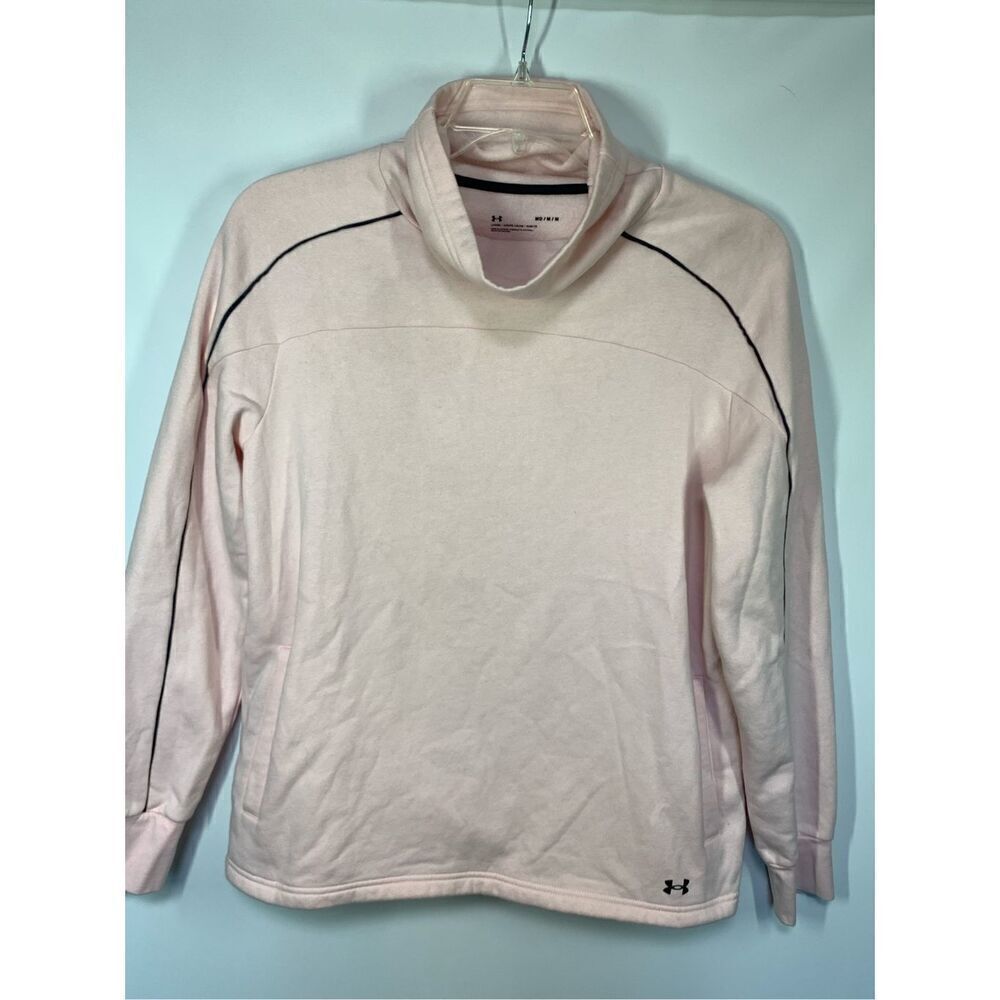 -2. Under Armour Women's Rival Fleece Funnel Neck Pullover Sweater Pink Black Me